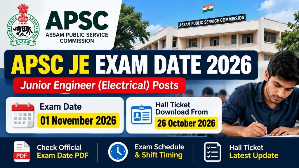 APSC JE Exam Date 2026 Out for Junior Engineer (Electrical) Posts, Check Hall Ticket Update And More Details - Official Update Banner