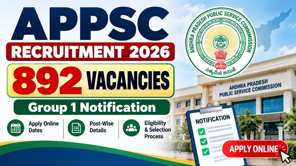 APPSC Recruitment 2026: 892 Vacancies, Group 1 Notification, Apply Online Dates and Post-Wise Details - Official Recruitment Notification Banner