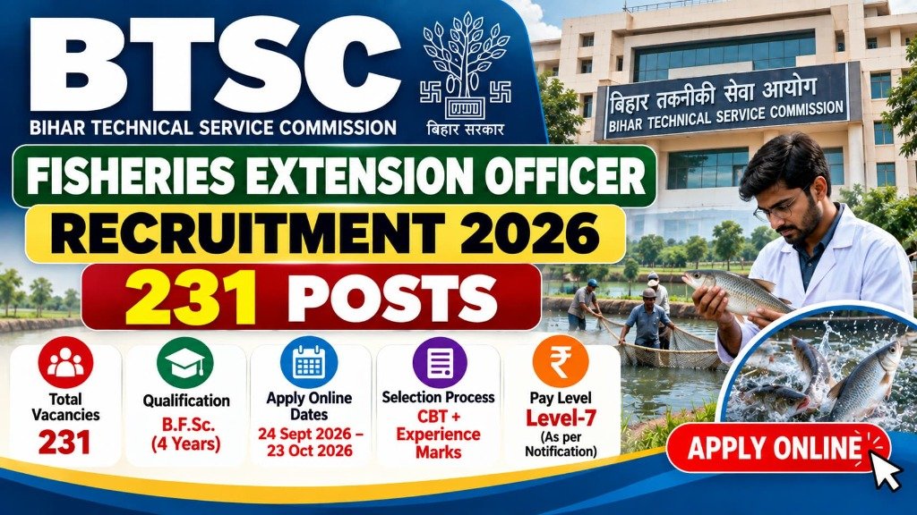 BTSC Fisheries Extension Officer Recruitment 2026: Apply Online for 231 Posts - Official Recruitment Notification Banner