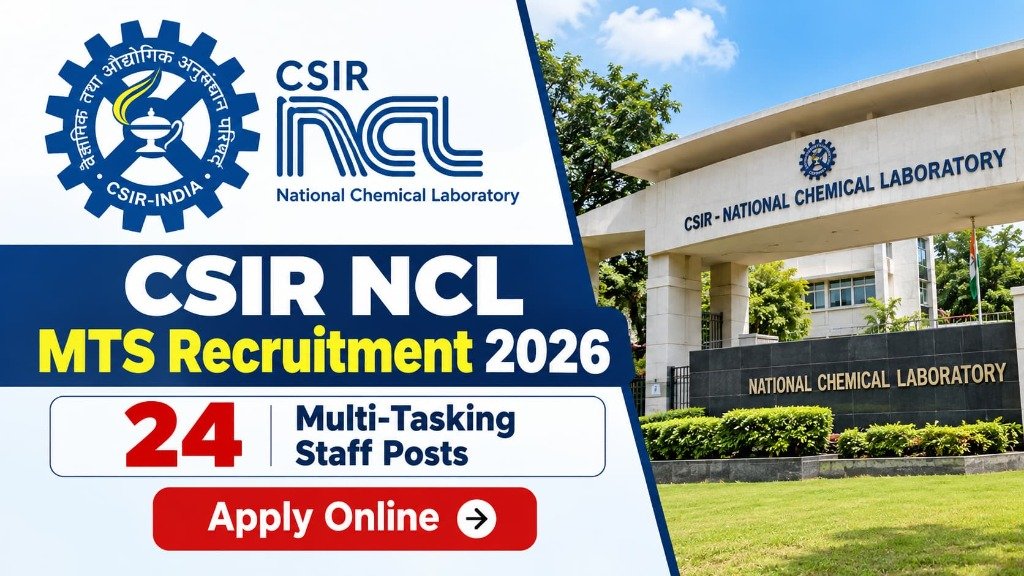 CSIR NCL MTS Recruitment 2026 – 24 Multi-Tasking Staff Posts, Apply Online - Official Recruitment Notification Banner