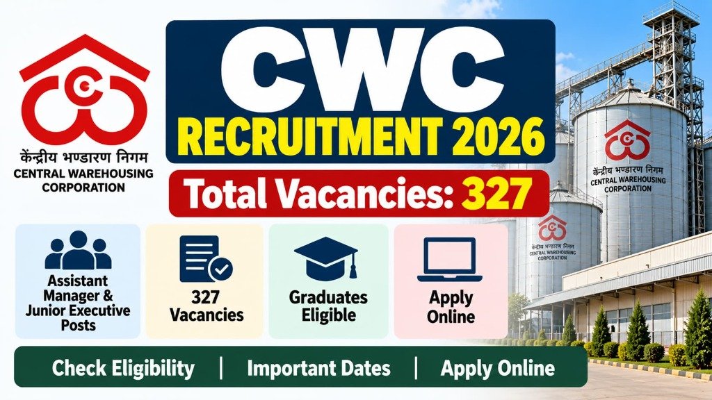 CWC Recruitment 2026 Out: Apply Online for 327 Assistant Manager & Junior Executive Posts at cewacor.nic.in - Official Recruitment Notification Banner