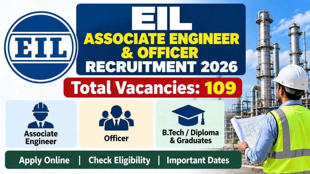 EIL Recruitment 2026 Out: Apply Online for 109 Associate Engineer & Officer Posts (Salary up to ₹1.12 Lakh) at recruitment.eil.co.in - Official Recruitment Notification Banner