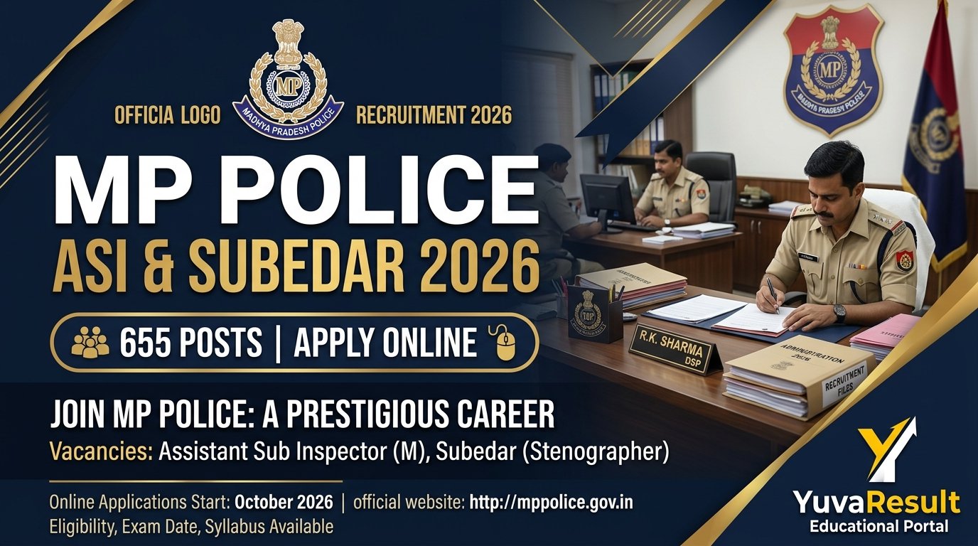 MP Police Subedar & ASI Recruitment 2026: 655 Posts, Eligibility & Apply Online - Official Recruitment Notification Banner