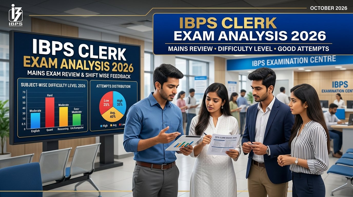 IBPS Clerk Exam Analysis 2026 (10 October): All Shifts Review – Difficulty Level, Good Attempts & Questions Asked